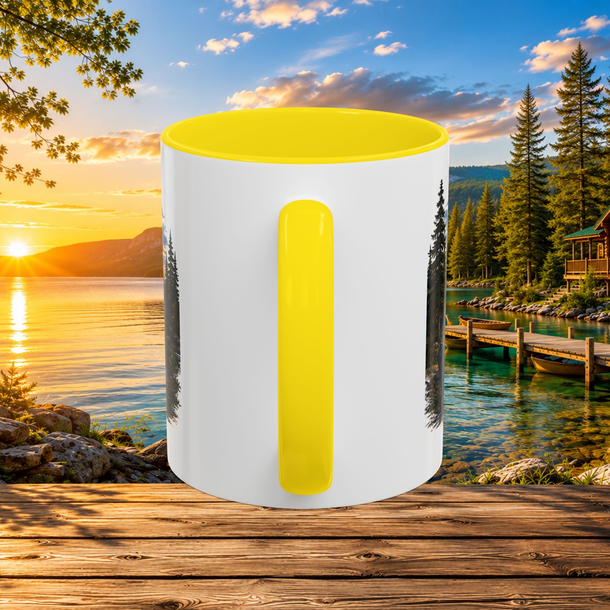 Up North Is My Happy Place Coffee Mug — Northern Michigan Scenic Accent Mug (11/15oz)