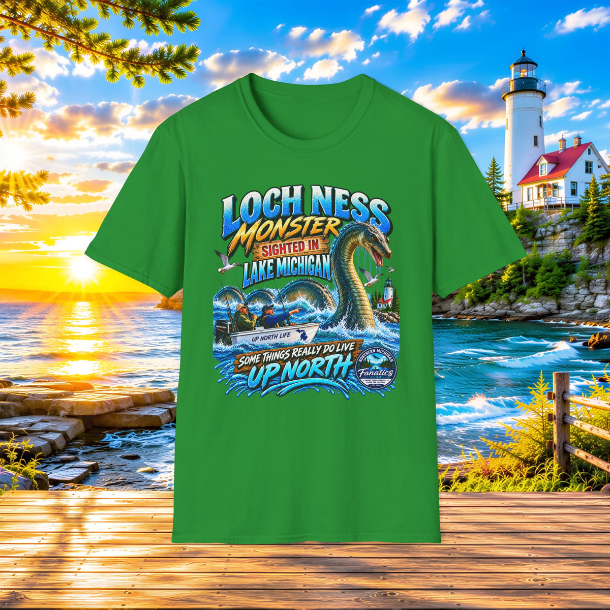 Loch Ness Monster Sighted in Lake Michigan T-Shirt — Funny Retro Nautical Graphic Tee