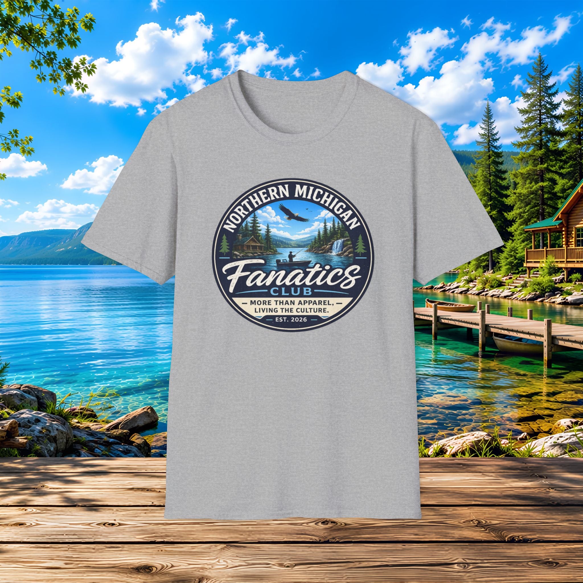 Northern Michigan Fanatics T-Shirt — Outdoor Lake & Eagle Graphic