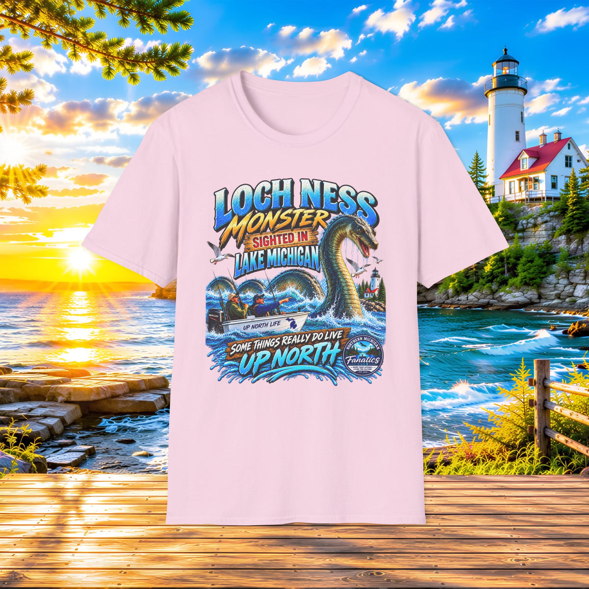 Loch Ness Monster Sighted in Lake Michigan T-Shirt — Funny Retro Nautical Graphic Tee