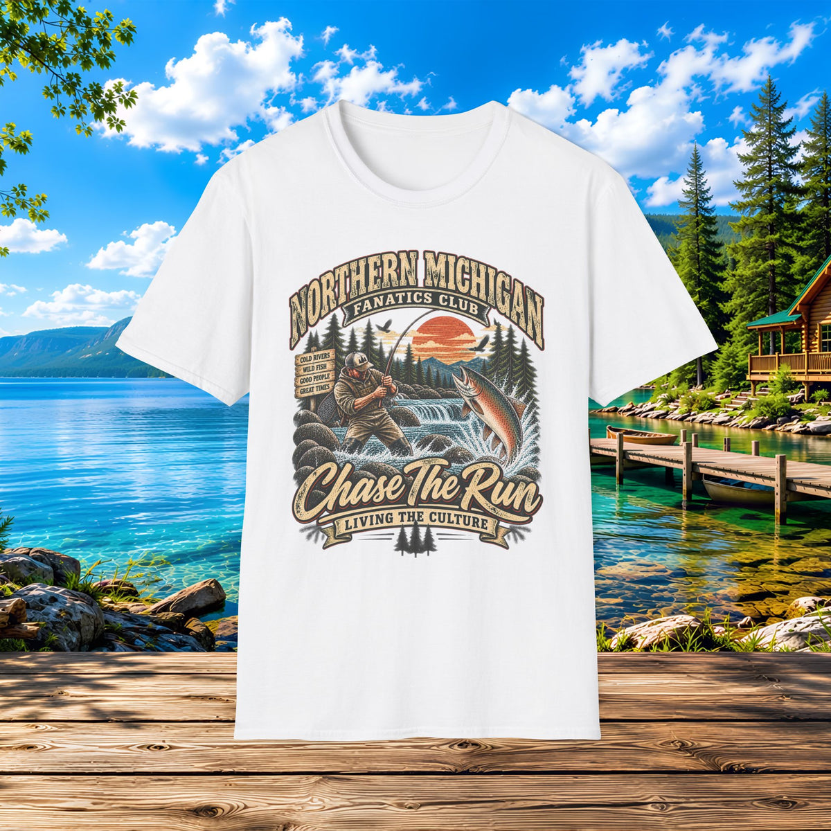 Northern Michigan Fishing T-Shirt — "Chase The Run" Outdoor Angler Tee