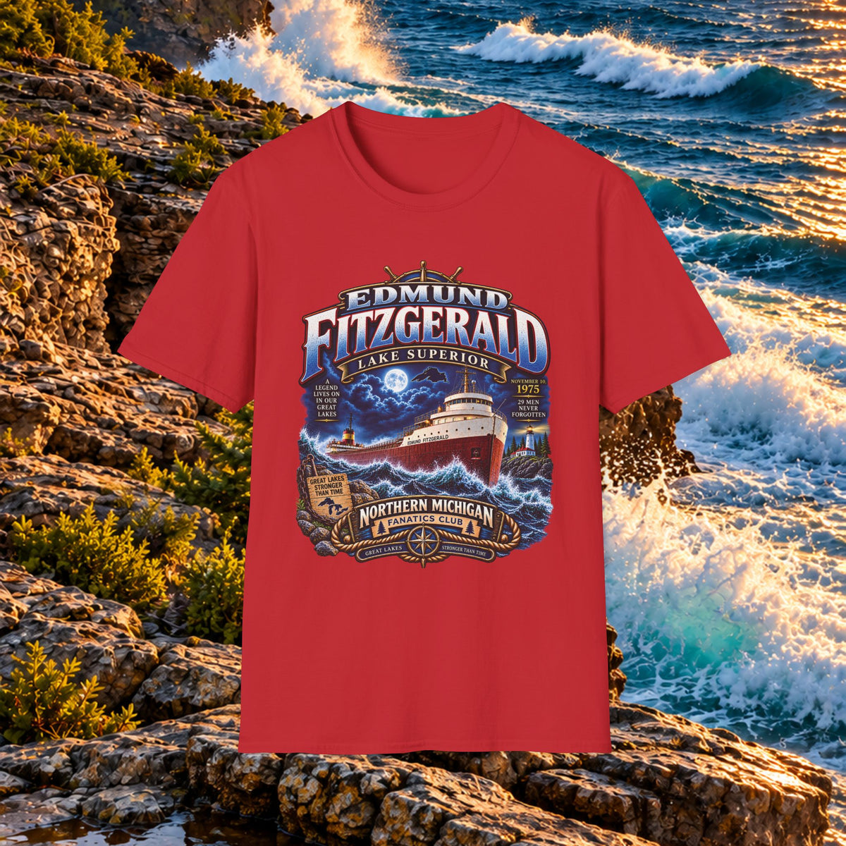 Edmund Fitzgerald Lake Superior T-Shirt — Northern Michigan Shipwreck Tribute