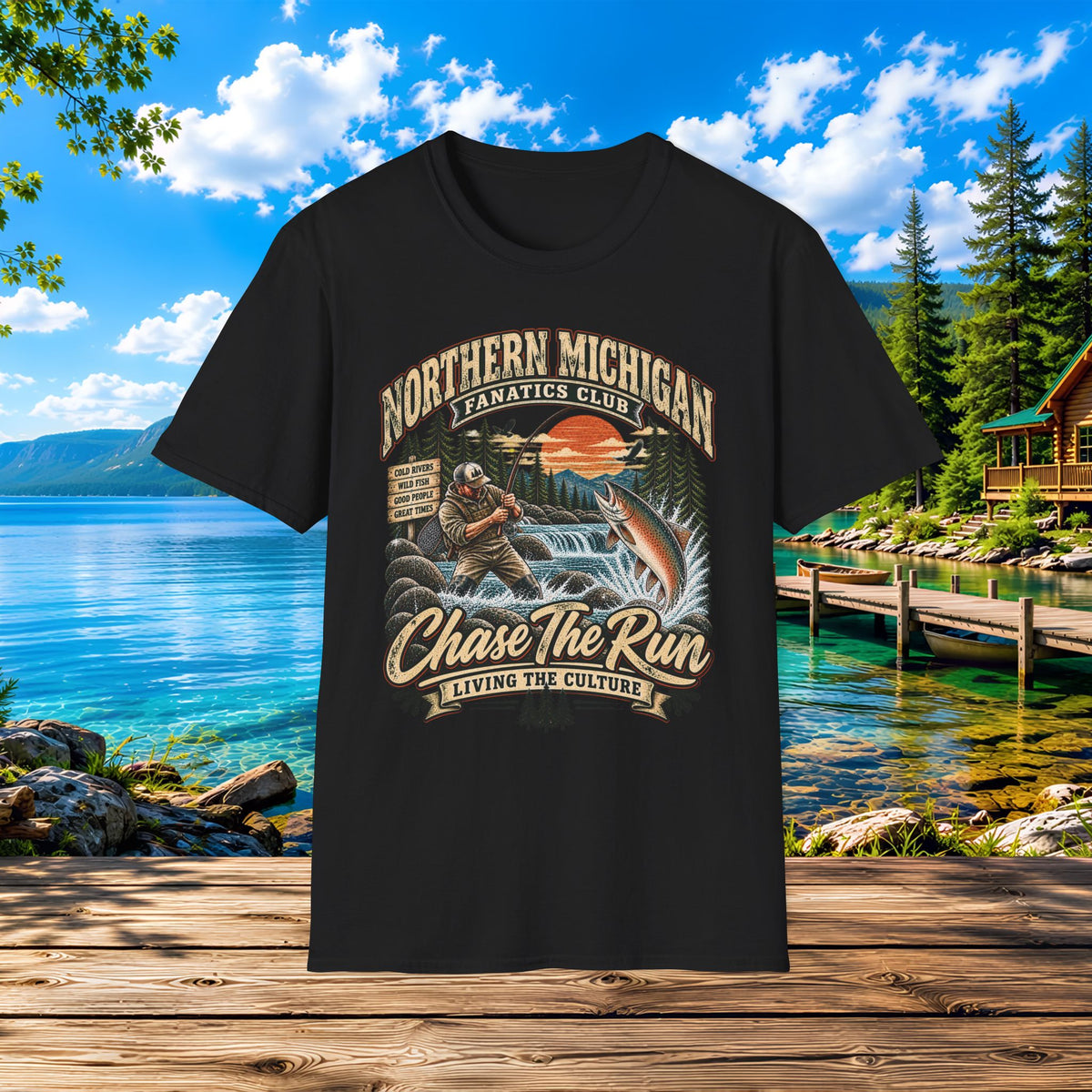 Northern Michigan Fishing T-Shirt — "Chase The Run" Outdoor Angler Tee