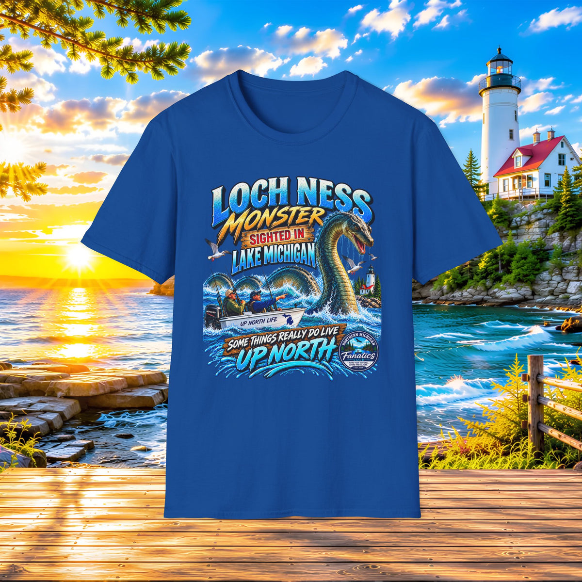 Loch Ness Monster Sighted in Lake Michigan T-Shirt — Funny Retro Nautical Graphic Tee