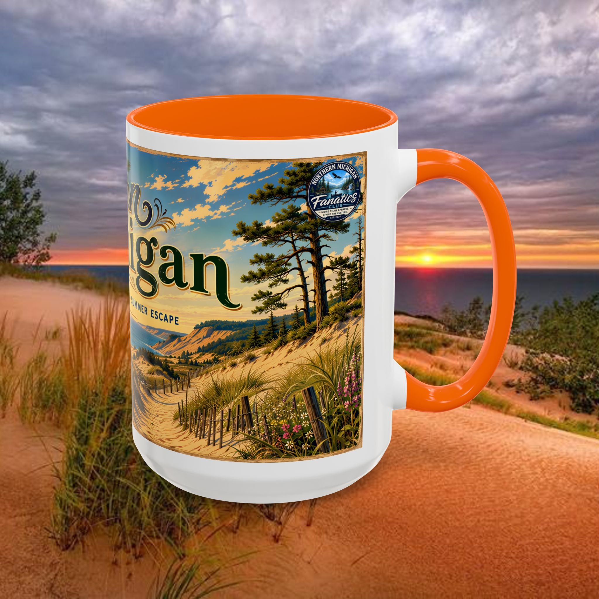 Northern Michigan Coffee Mug — Scenic Dunes Sunset Accent Mug (11/15oz)