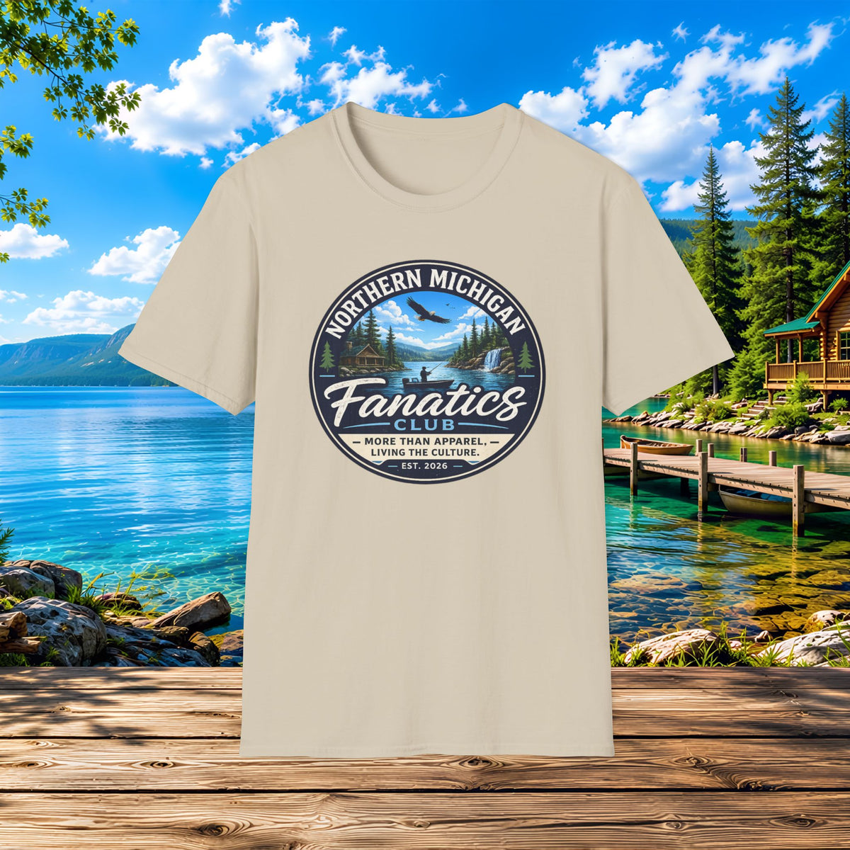 Northern Michigan Fanatics T-Shirt — Outdoor Lake & Eagle Graphic