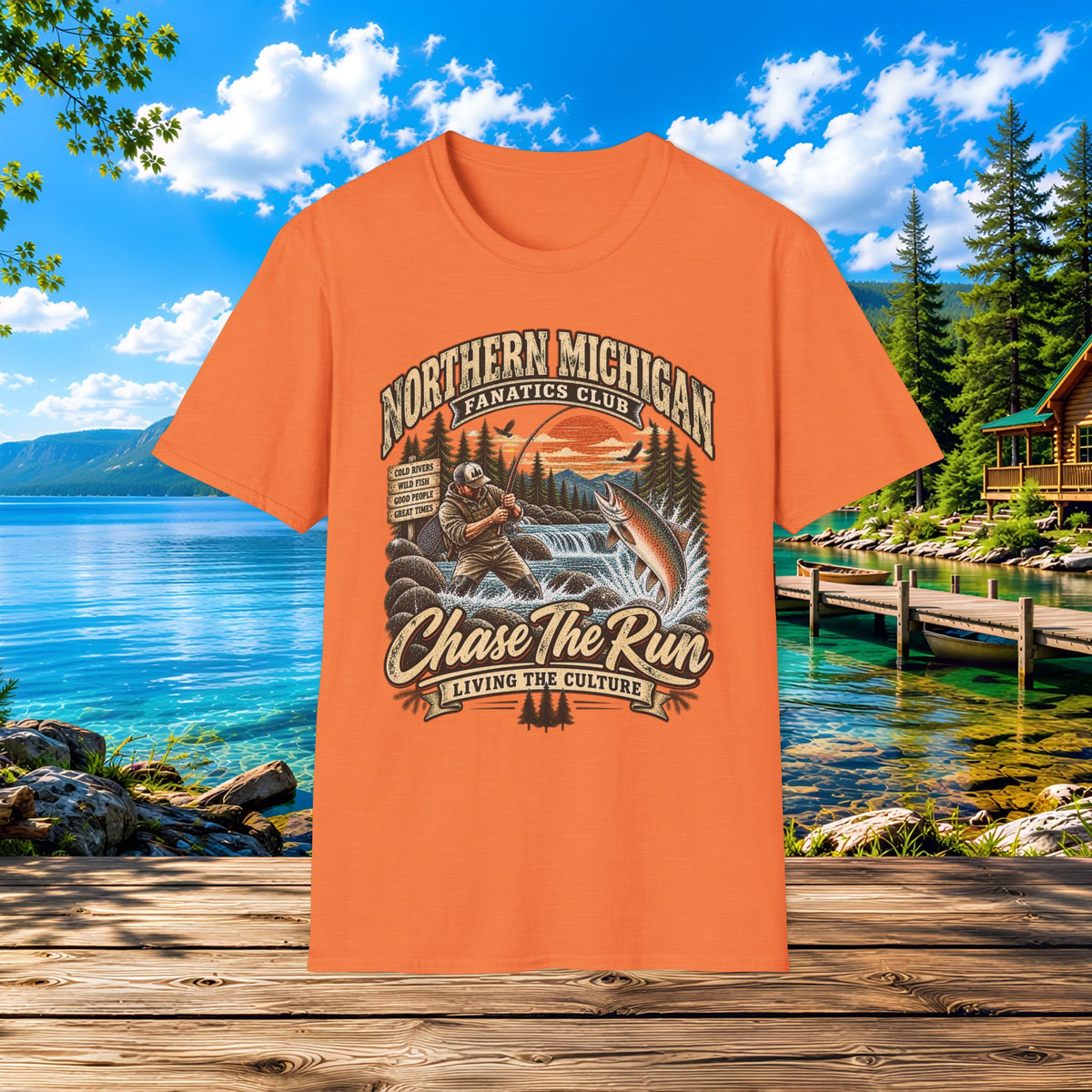 Northern Michigan Fishing T-Shirt — "Chase The Run" Outdoor Angler Tee