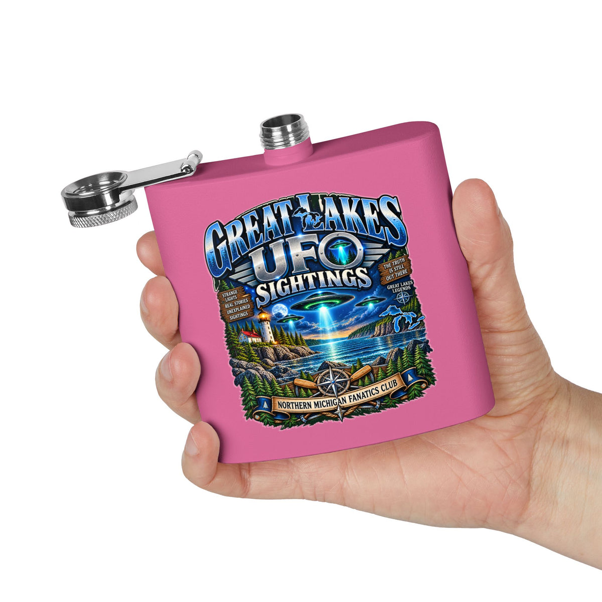 Flask — Great Lakes UFO Sightings 6oz Stainless Steel Hip Flask