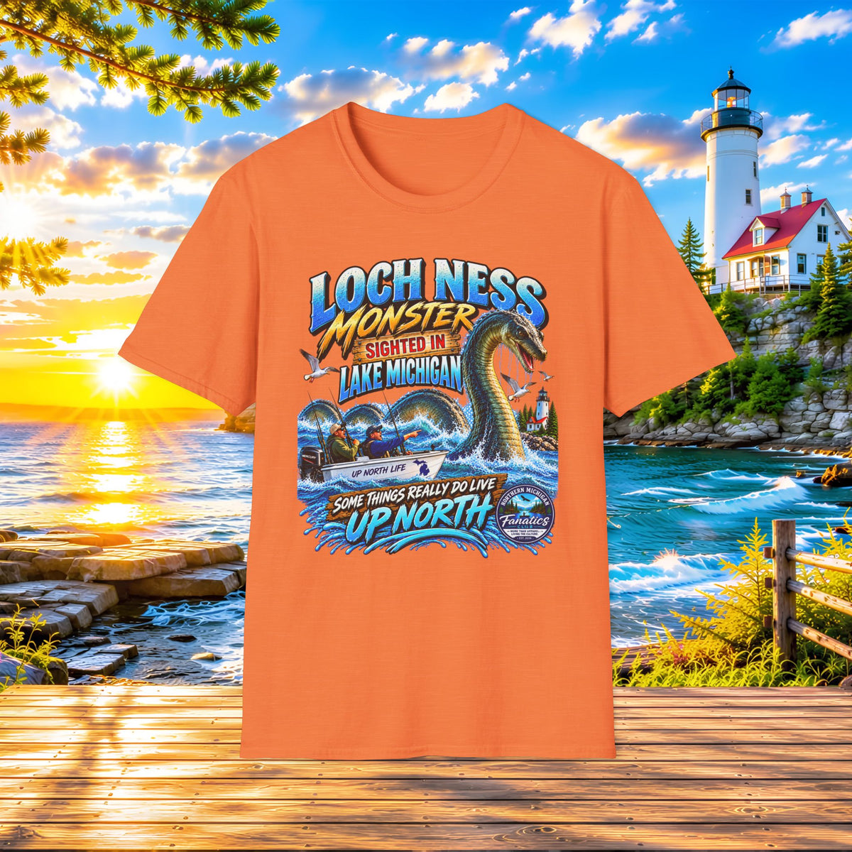 Loch Ness Monster Sighted in Lake Michigan T-Shirt — Funny Retro Nautical Graphic Tee