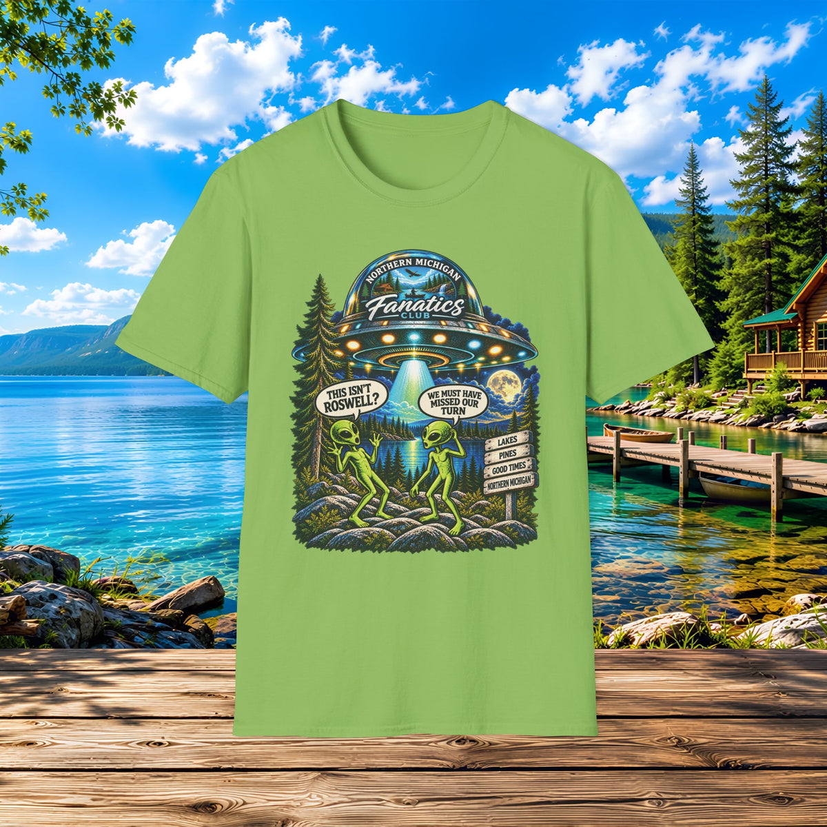Alien Roadtrip T-Shirt — Roswell UFO Scene Graphic Tee