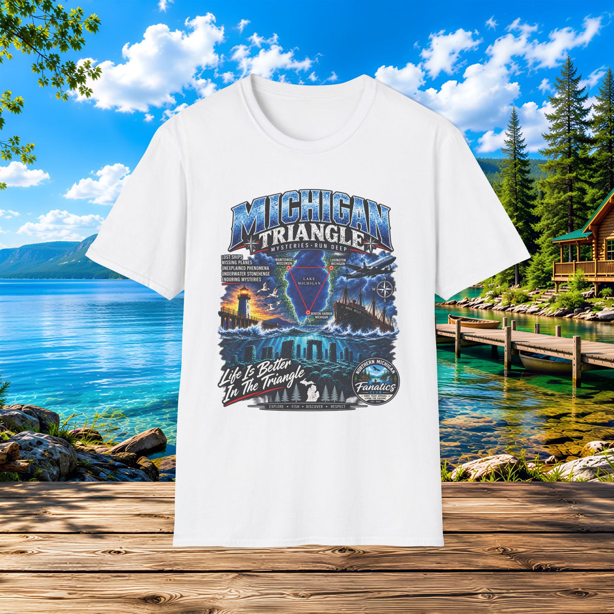 Michigan Triangle Graphic T-Shirt — Lake Life Mystery / 'Life is Better in the Triangle'