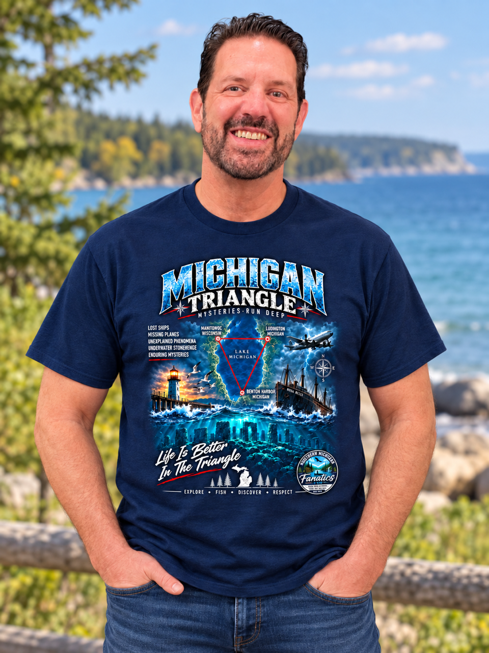 Michigan Triangle Graphic T-Shirt — Lake Life Mystery / 'Life is Better in the Triangle'