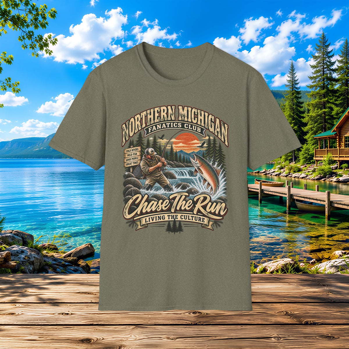 Northern Michigan Fishing T-Shirt — "Chase The Run" Outdoor Angler Tee