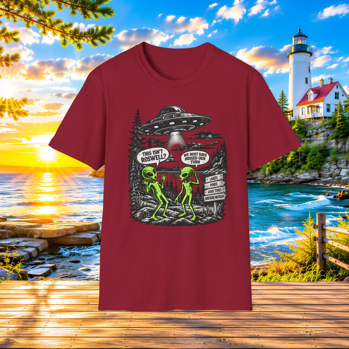 Alien Road Trip T-Shirt — "This Isn't Roswell?" Funny UFO Graphic Tee
