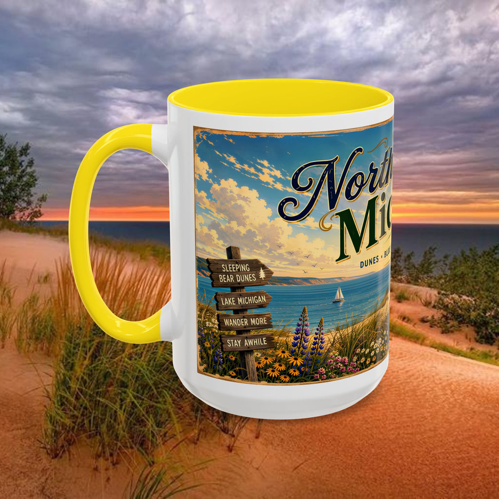 Northern Michigan Coffee Mug — Scenic Dunes Sunset Accent Mug (11/15oz)