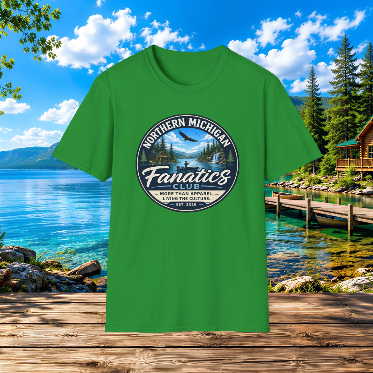 Northern Michigan Fanatics T-Shirt — Outdoor Lake & Eagle Graphic