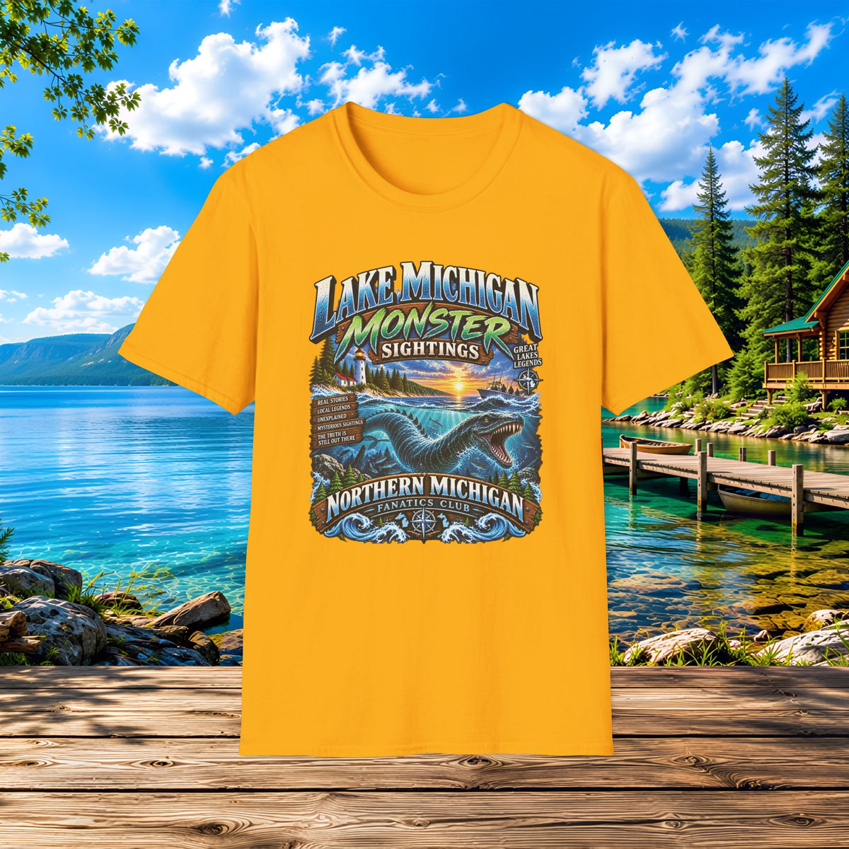 Lake Michigan Monster Sightings T-Shirt — Northern Michigan Retro Lake Tee