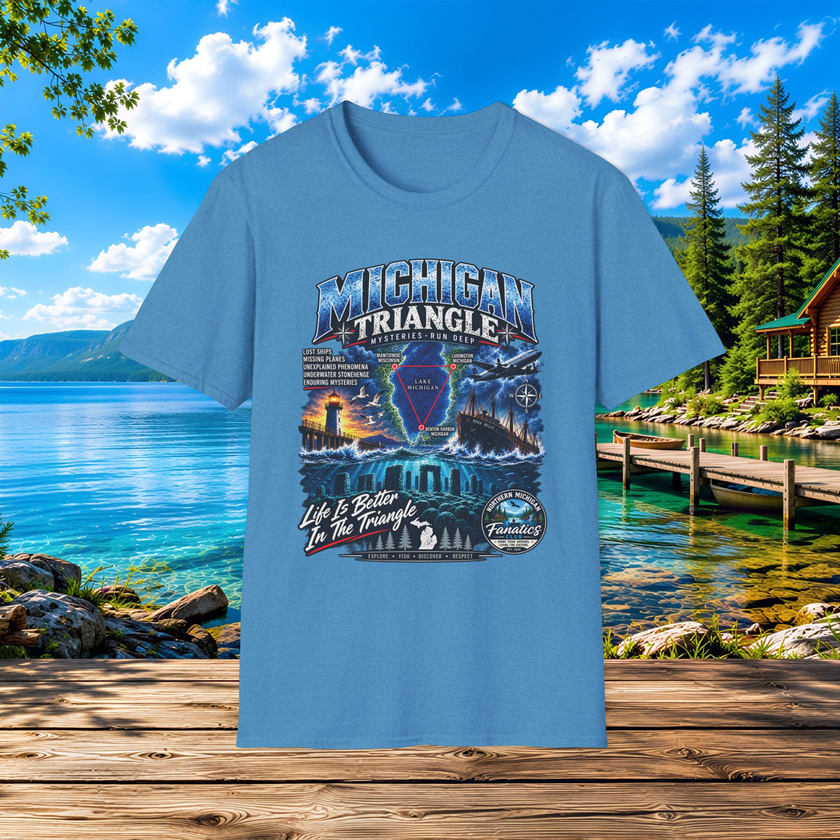 Michigan Triangle Graphic T-Shirt — Lake Life Mystery / 'Life is Better in the Triangle'
