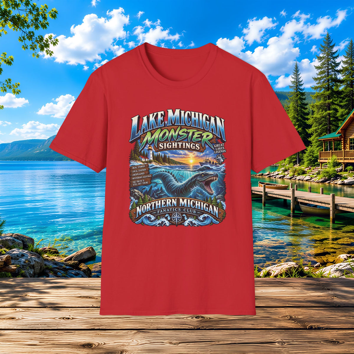 Lake Michigan Monster Sightings T-Shirt — Northern Michigan Retro Lake Tee