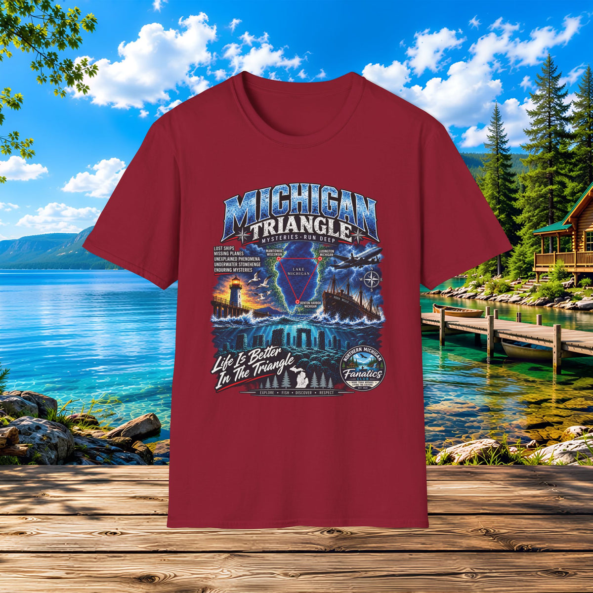 Michigan Triangle Graphic T-Shirt — Lake Life Mystery / 'Life is Better in the Triangle'