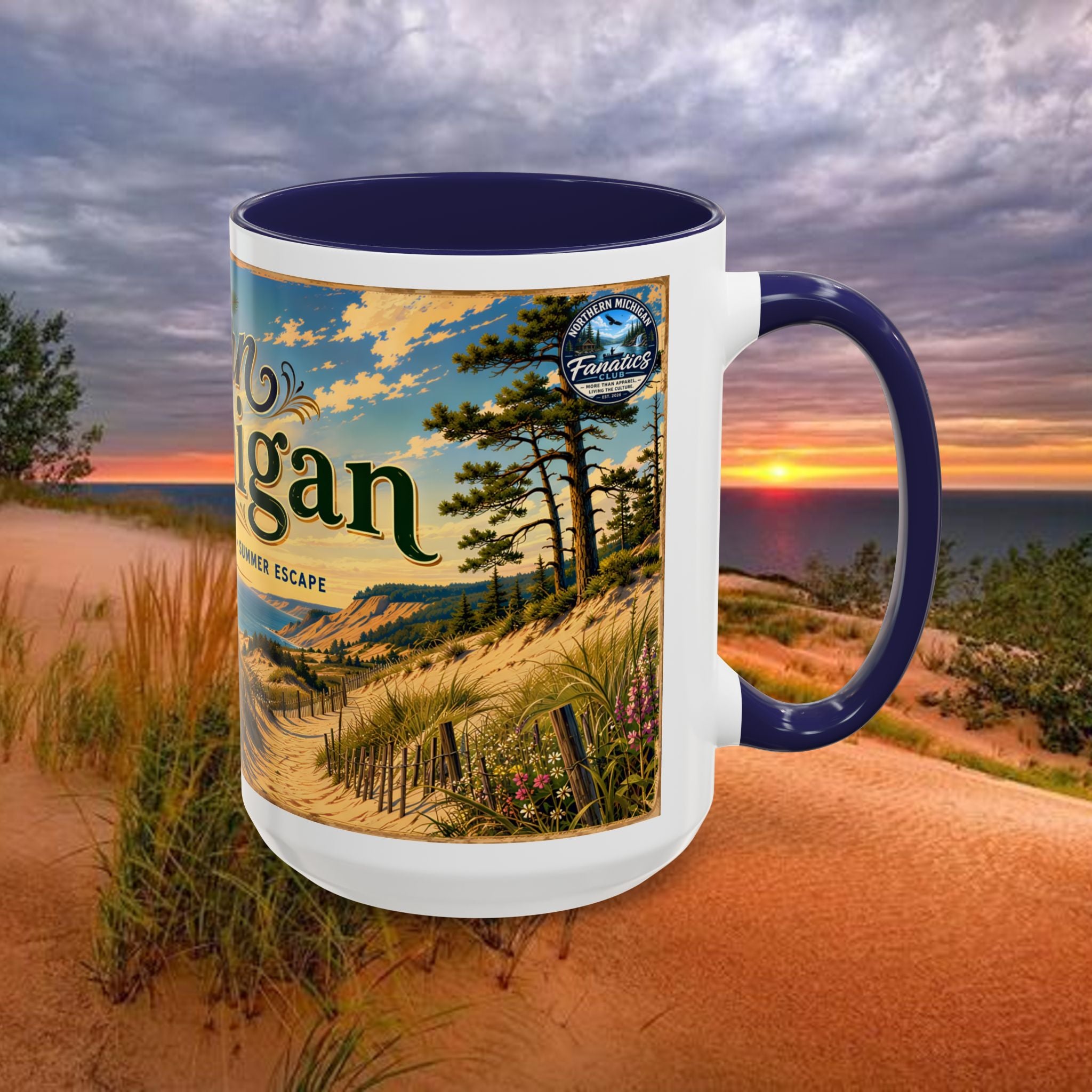 Northern Michigan Coffee Mug — Scenic Dunes Sunset Accent Mug (11/15oz)