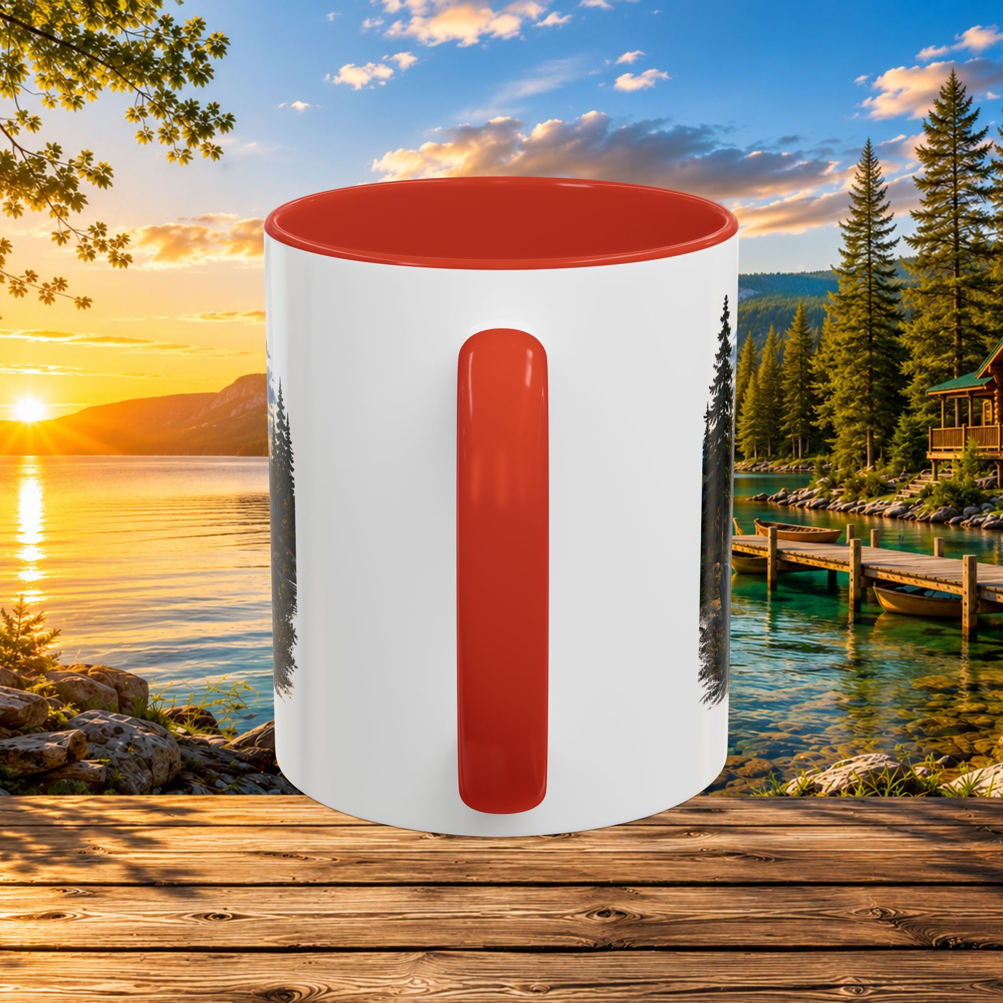Up North Is My Happy Place Coffee Mug — Northern Michigan Scenic Accent Mug (11/15oz)