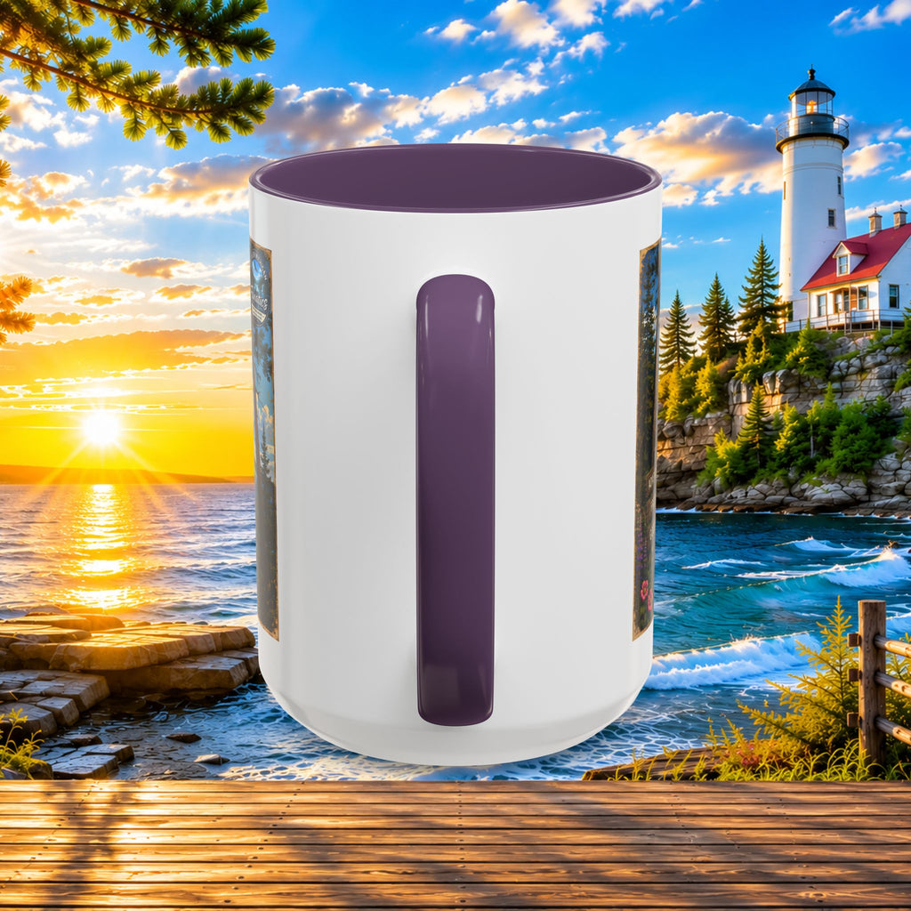 Northern Michigan Accent Coffee Mug — Scenic Lighthouse & Mackinac Bridge Travel Souvenir (11/15oz)