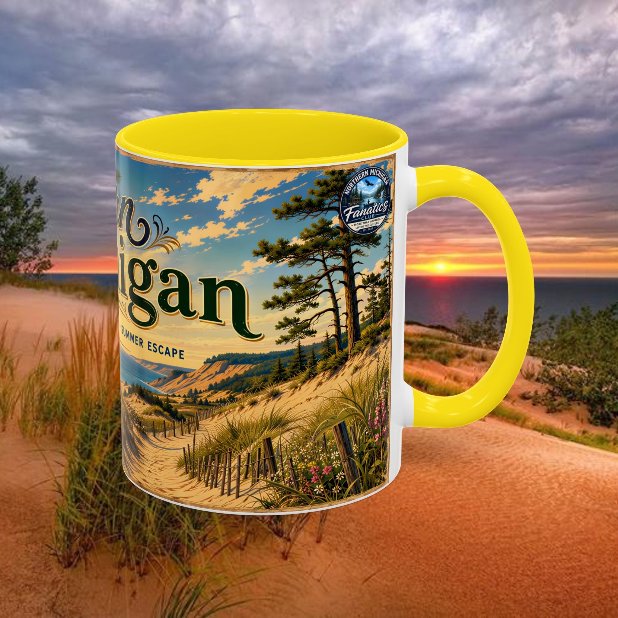 Northern Michigan Coffee Mug — Scenic Dunes Sunset Accent Mug (11/15oz)