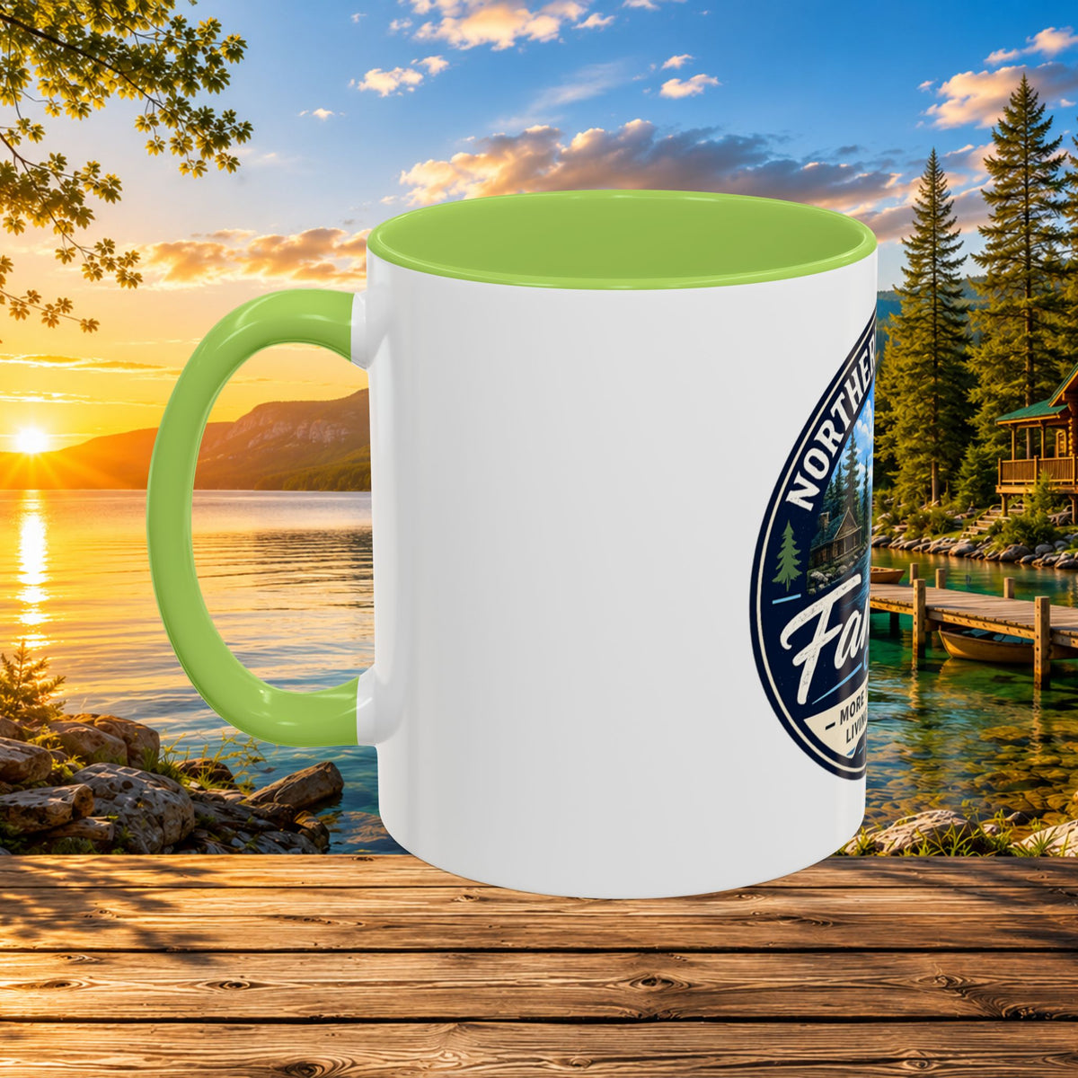 Northern Michigan Fanatics Club Coffee Mug – Scenic Lake Cabin Design (11/15oz)