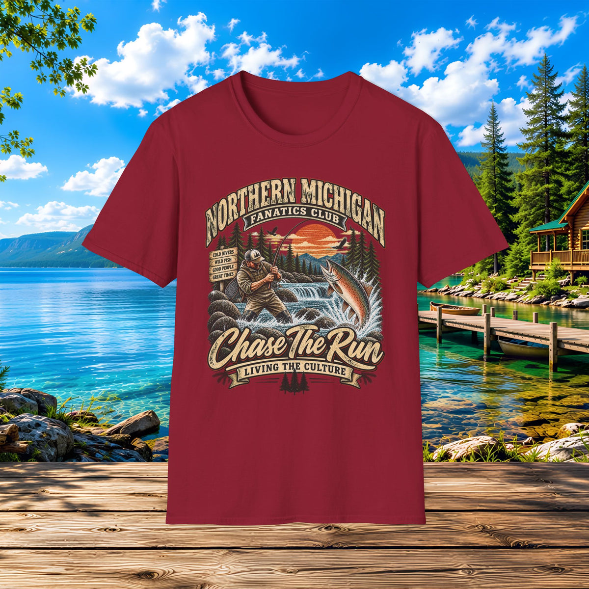 Northern Michigan Fishing T-Shirt — "Chase The Run" Outdoor Angler Tee