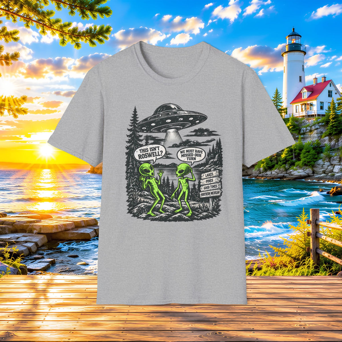 Alien Road Trip T-Shirt — "This Isn't Roswell?" Funny UFO Graphic Tee