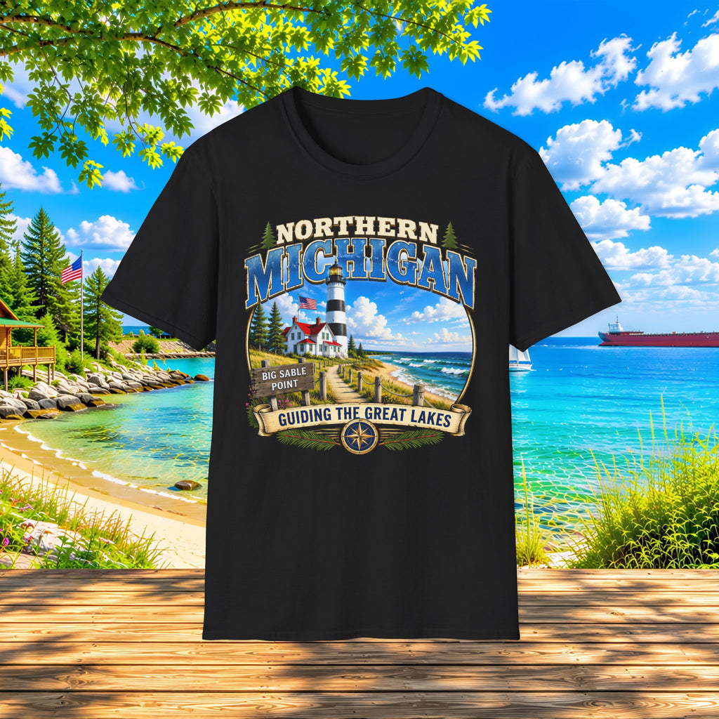 Northern Michigan Lighthouse T-Shirt — Scenic Great Lakes Travel Tee
