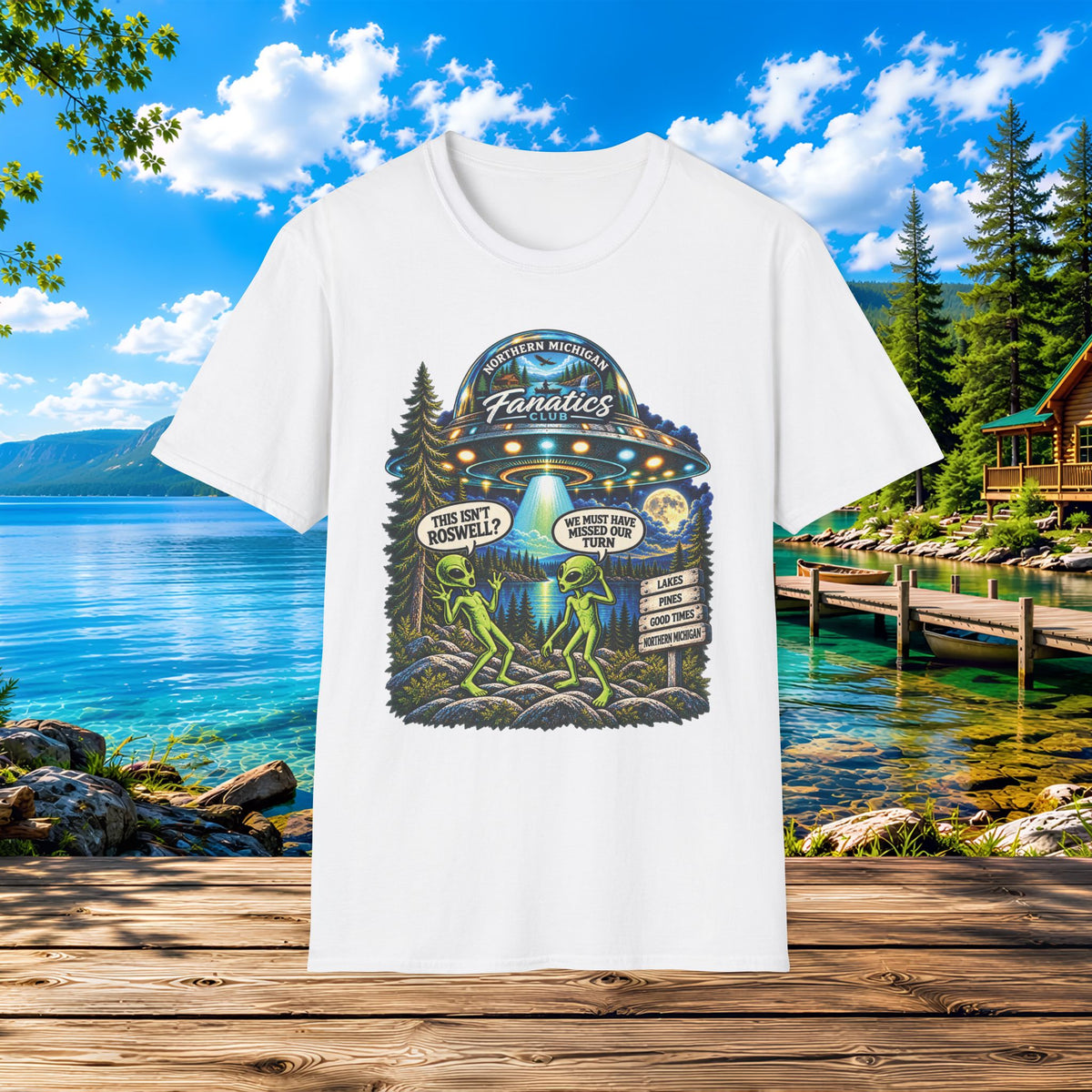 Alien Roadtrip T-Shirt — Roswell UFO Scene Graphic Tee