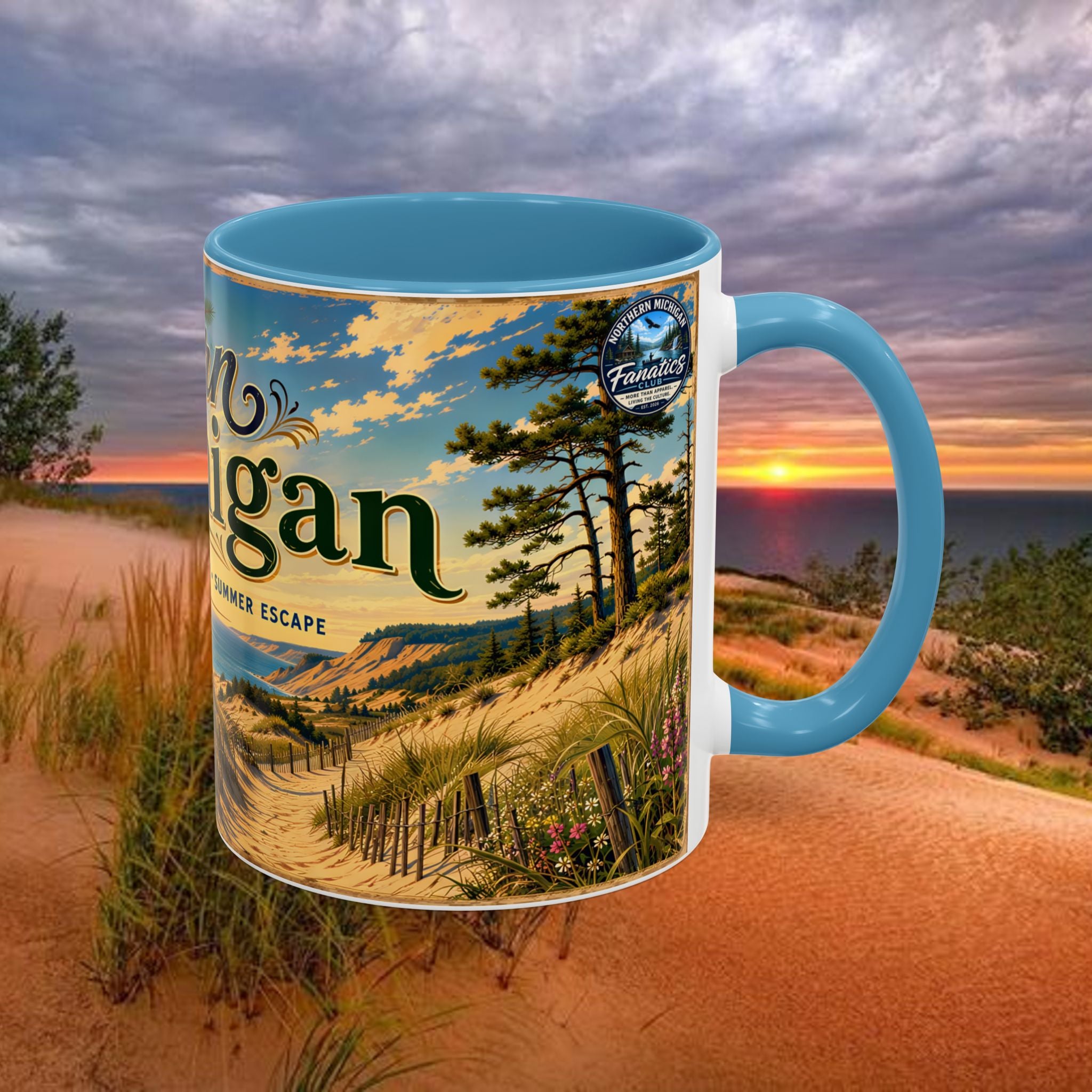 Northern Michigan Coffee Mug — Scenic Dunes Sunset Accent Mug (11/15oz)