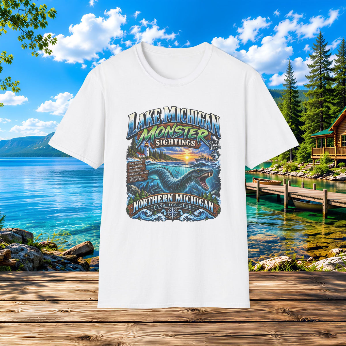 Lake Michigan Monster Sightings T-Shirt — Northern Michigan Retro Lake Tee