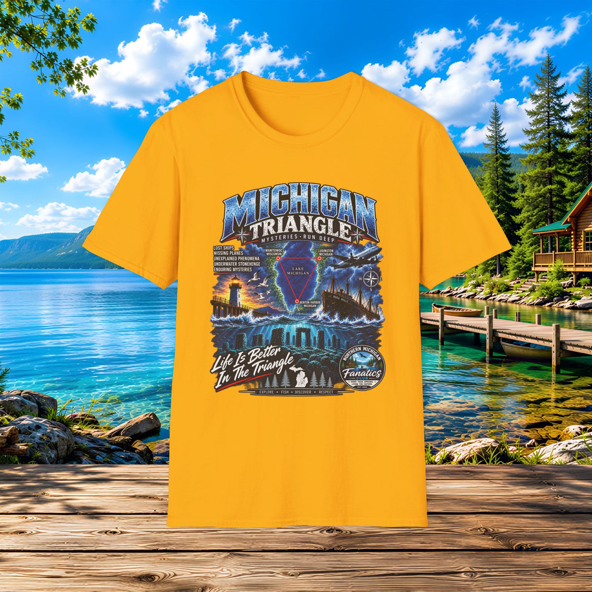 Michigan Triangle Graphic T-Shirt — Lake Life Mystery / 'Life is Better in the Triangle'
