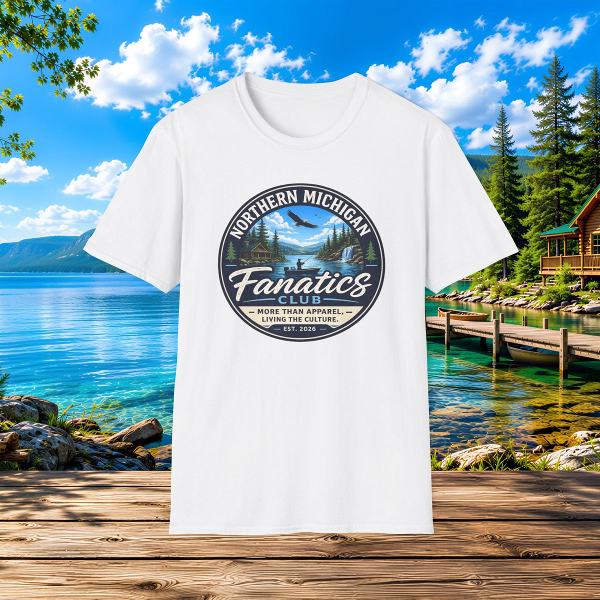 Northern Michigan Fanatics T-Shirt — Outdoor Lake & Eagle Graphic