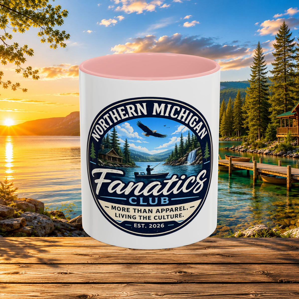 Northern Michigan Fanatics Club Coffee Mug – Scenic Lake Cabin Design (11/15oz)