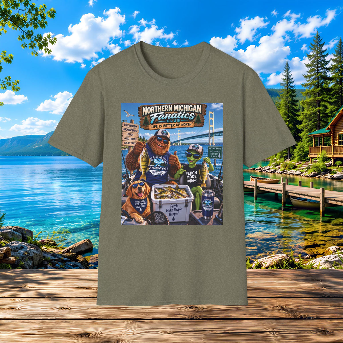 Northern Michigan Bigfoot & Alien Fishing T-Shirt — Lake Life Outdoors Tee