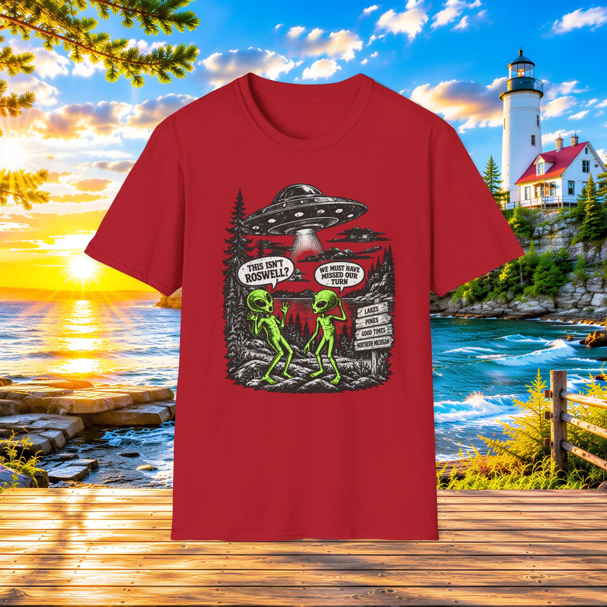 Alien Road Trip T-Shirt — "This Isn't Roswell?" Funny UFO Graphic Tee