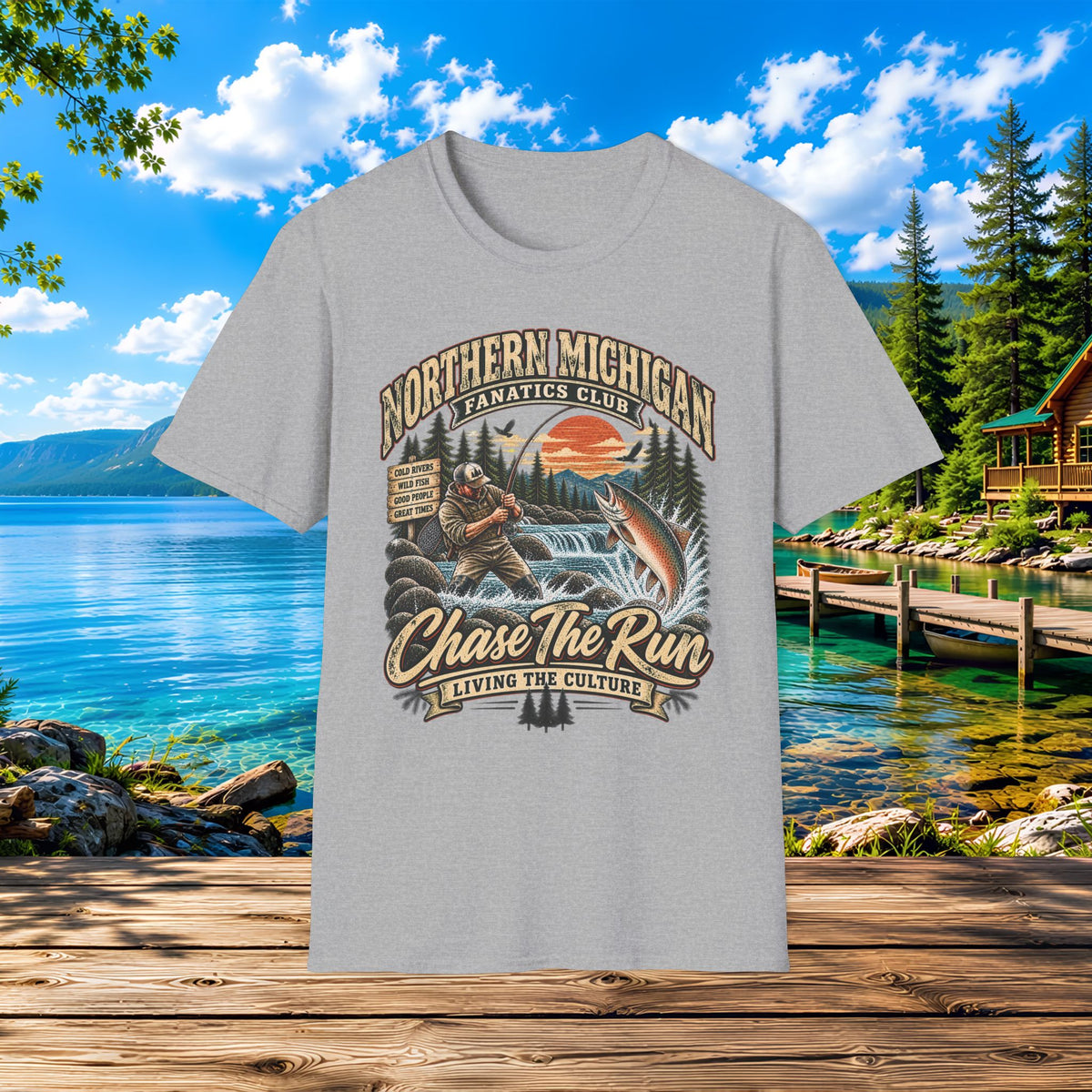 Northern Michigan Fishing T-Shirt — "Chase The Run" Outdoor Angler Tee