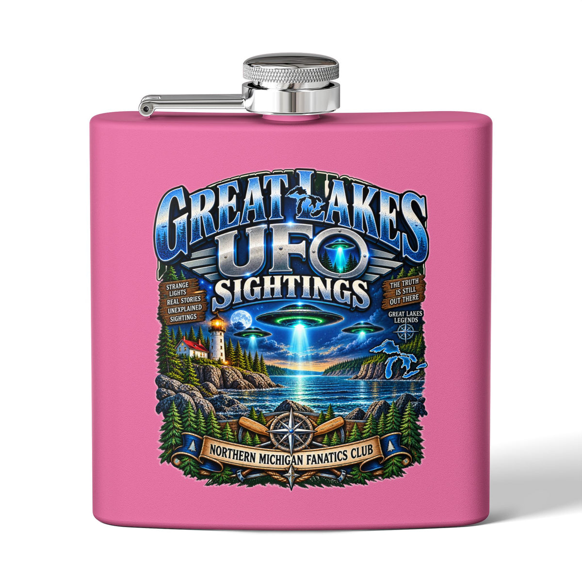 Flask — Great Lakes UFO Sightings 6oz Stainless Steel Hip Flask