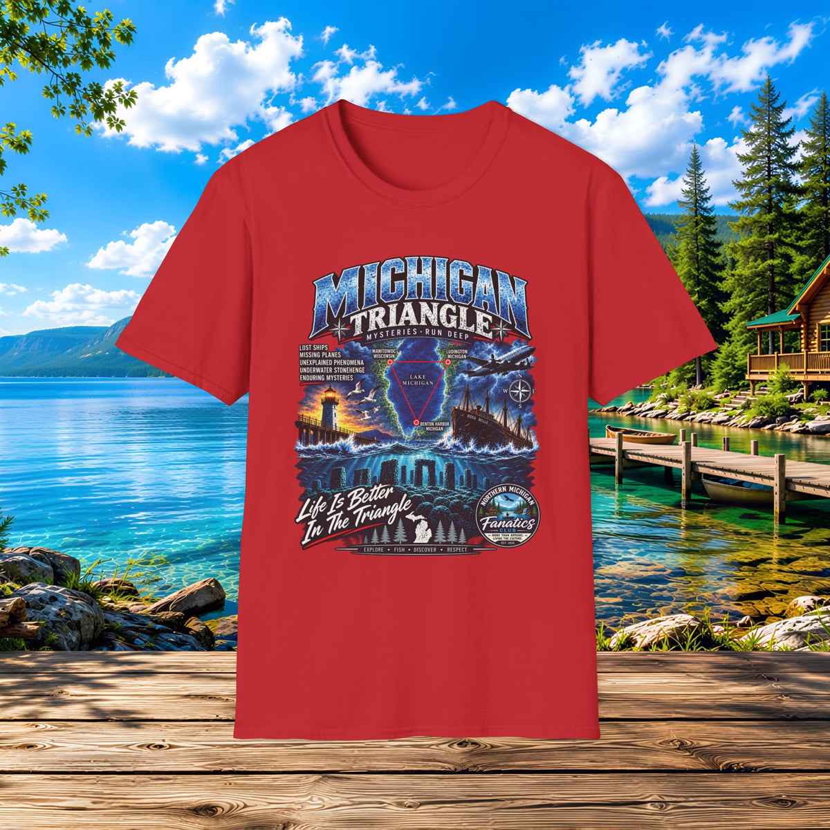 Michigan Triangle Graphic T-Shirt — Lake Life Mystery / 'Life is Better in the Triangle'