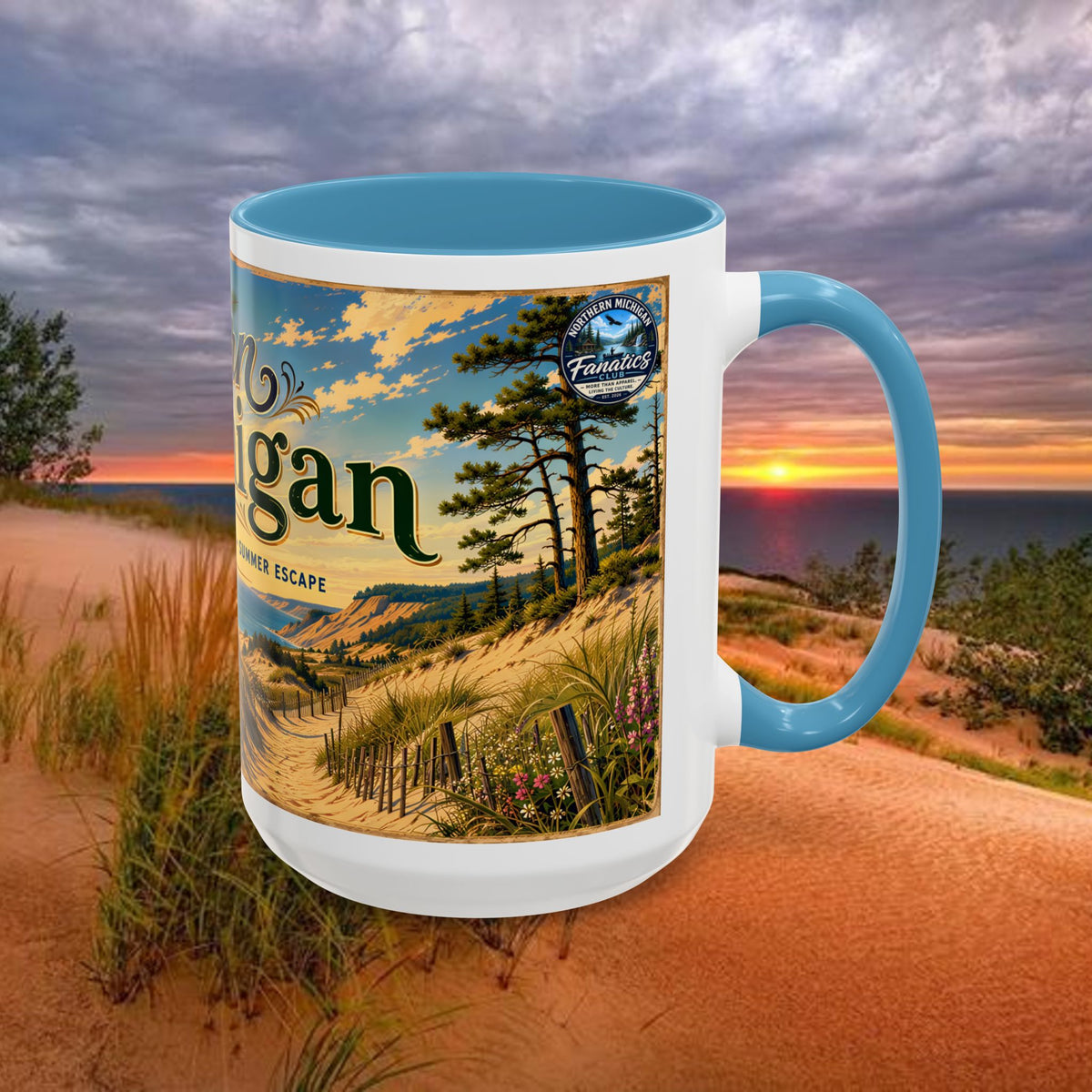 Northern Michigan Coffee Mug — Scenic Dunes Sunset Accent Mug (11/15oz)