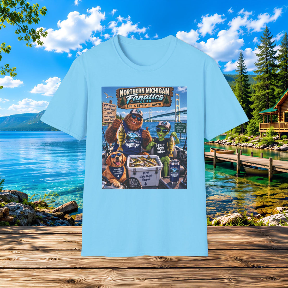 Northern Michigan Bigfoot & Alien Fishing T-Shirt — Lake Life Outdoors Tee
