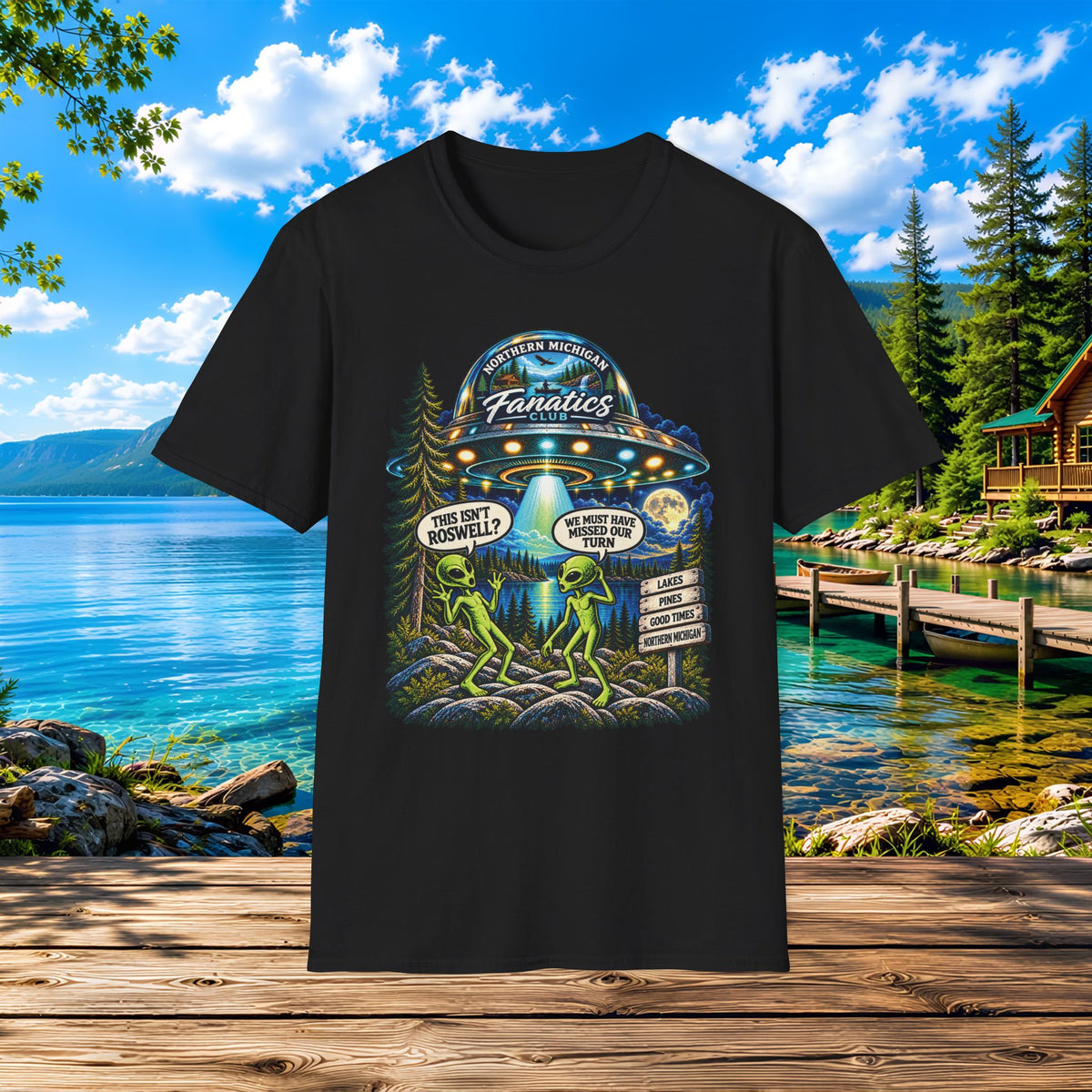 Alien Roadtrip T-Shirt — Roswell UFO Scene Graphic Tee