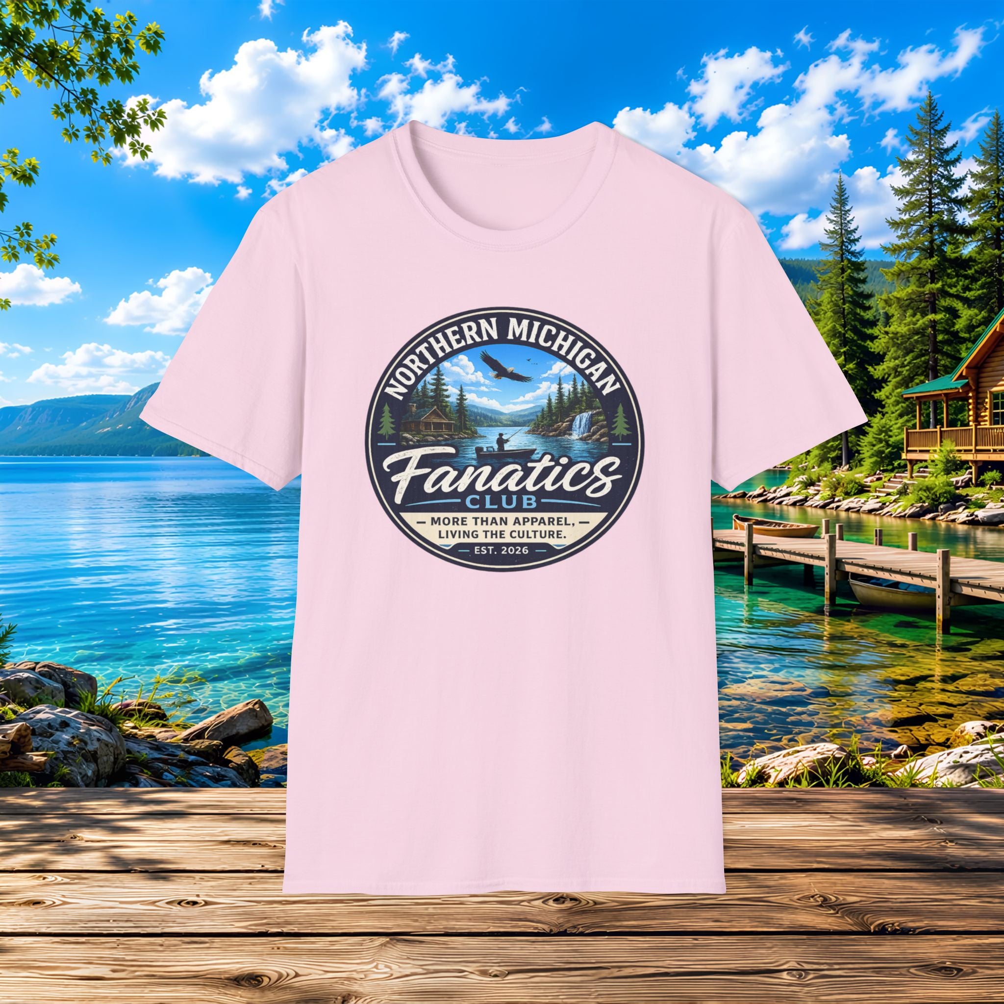 Northern Michigan Fanatics T-Shirt — Outdoor Lake & Eagle Graphic