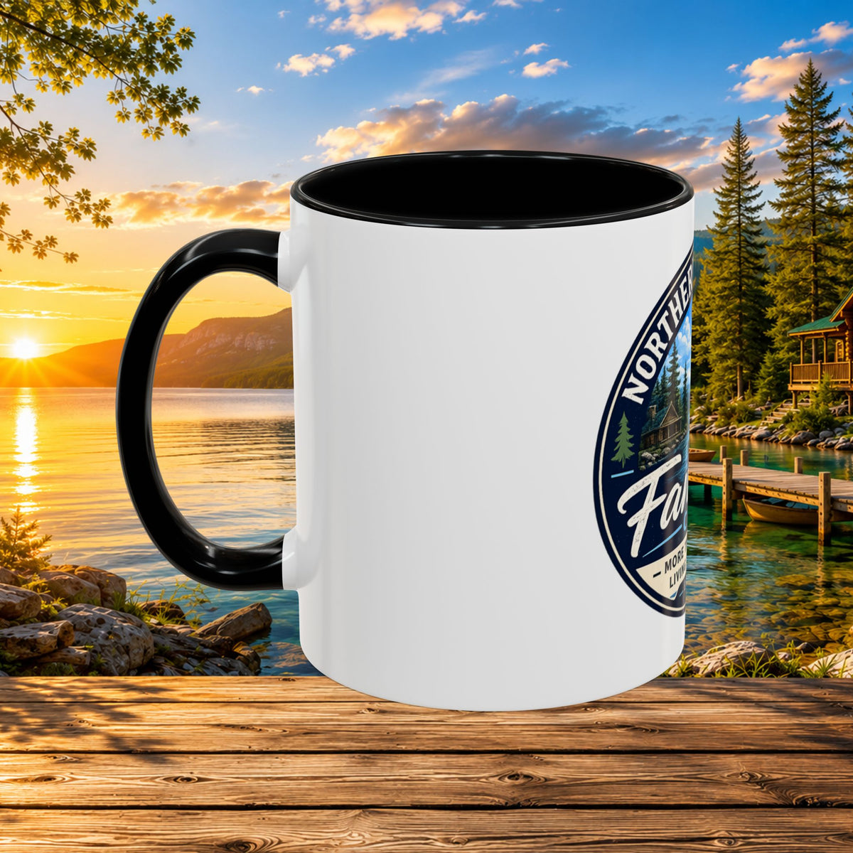 Northern Michigan Fanatics Club Coffee Mug – Scenic Lake Cabin Design (11/15oz)