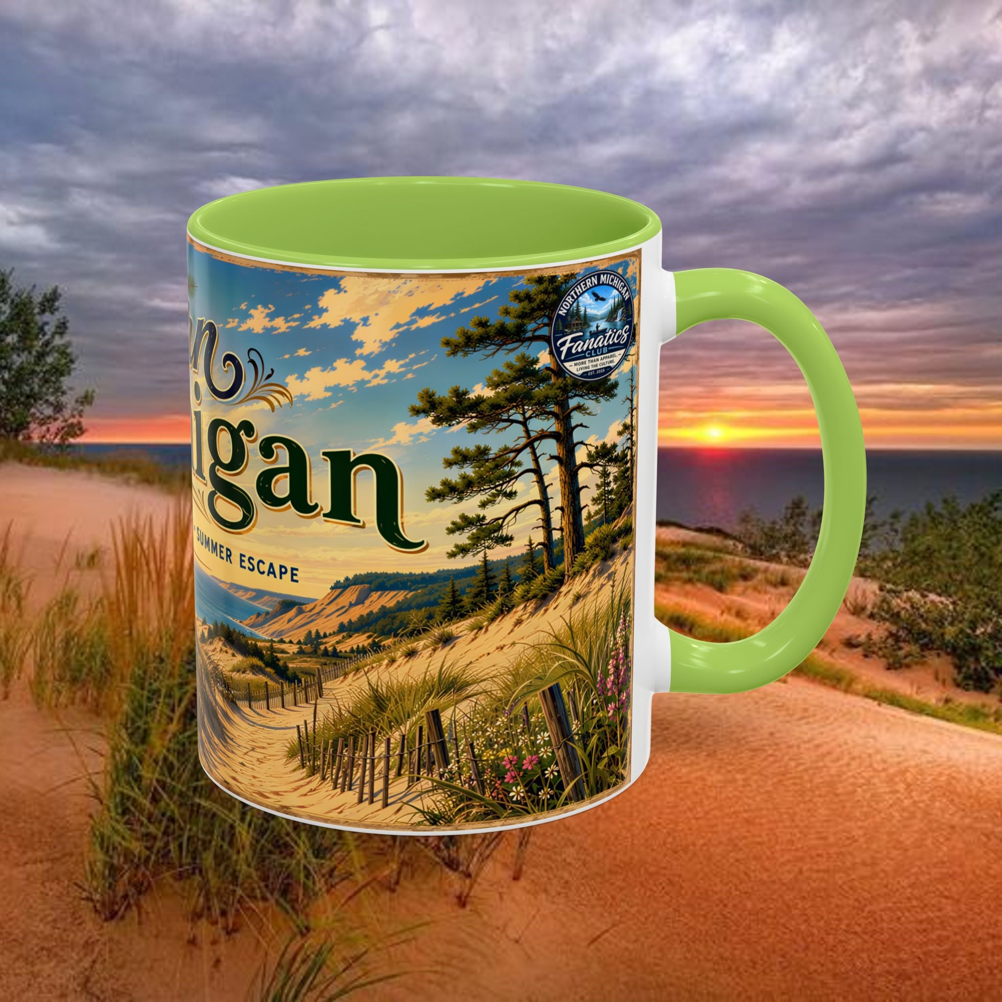 Northern Michigan Coffee Mug — Scenic Dunes Sunset Accent Mug (11/15oz)