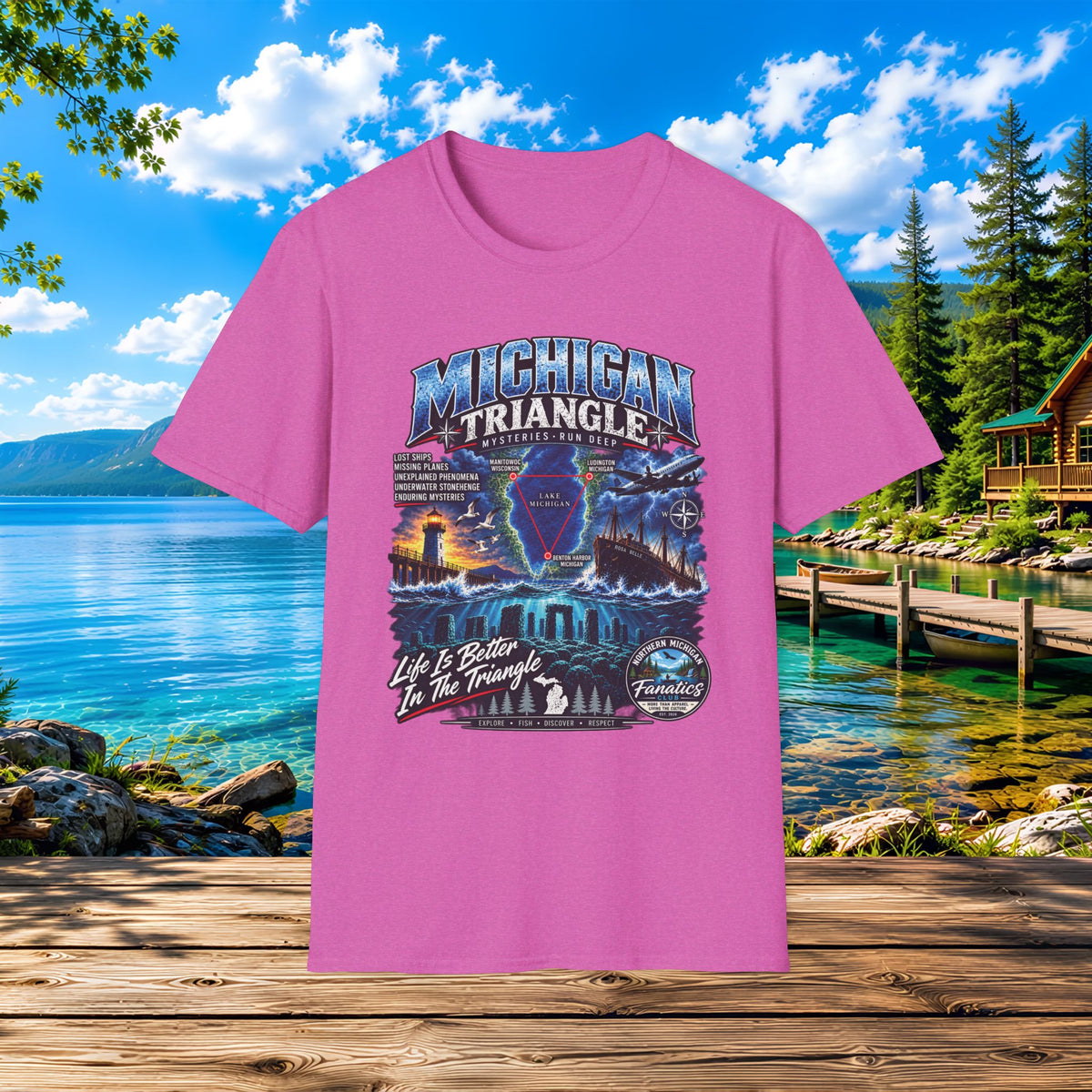 Michigan Triangle Graphic T-Shirt — Lake Life Mystery / 'Life is Better in the Triangle'